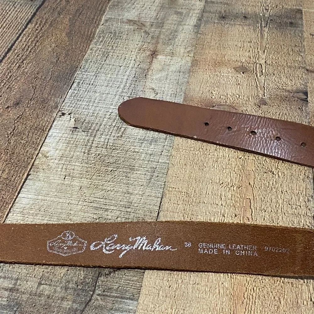 Larry Mahan Mens Brown Leather Belt No Buckle Size 36 USA